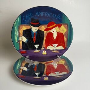 Sango Cafe Americana Salad Plate Lot of 2 8.25" Oval